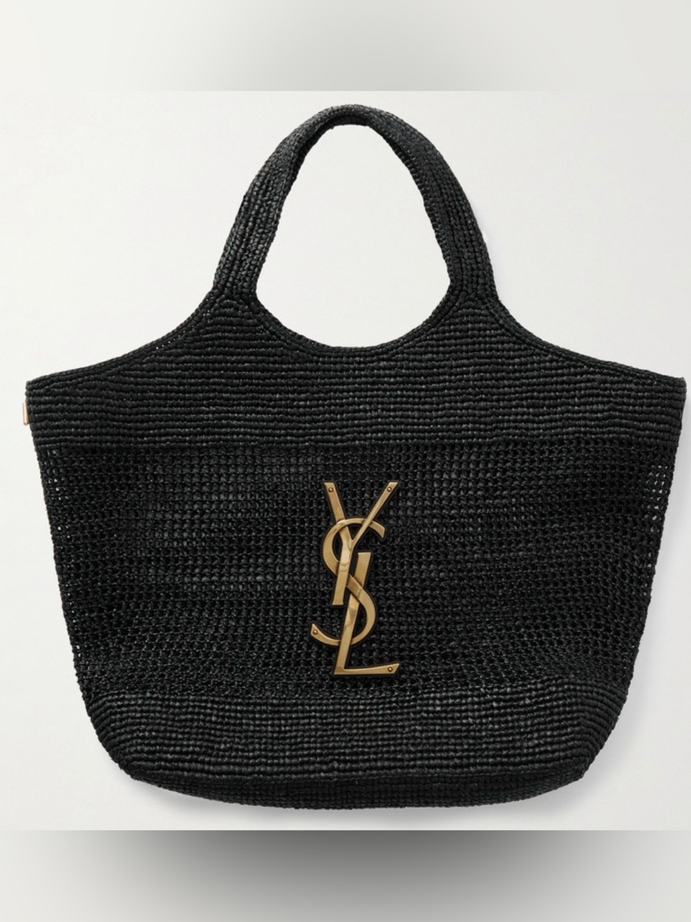 SAINT LAURENT Icare maxi monogram raffia tote shoulder bag